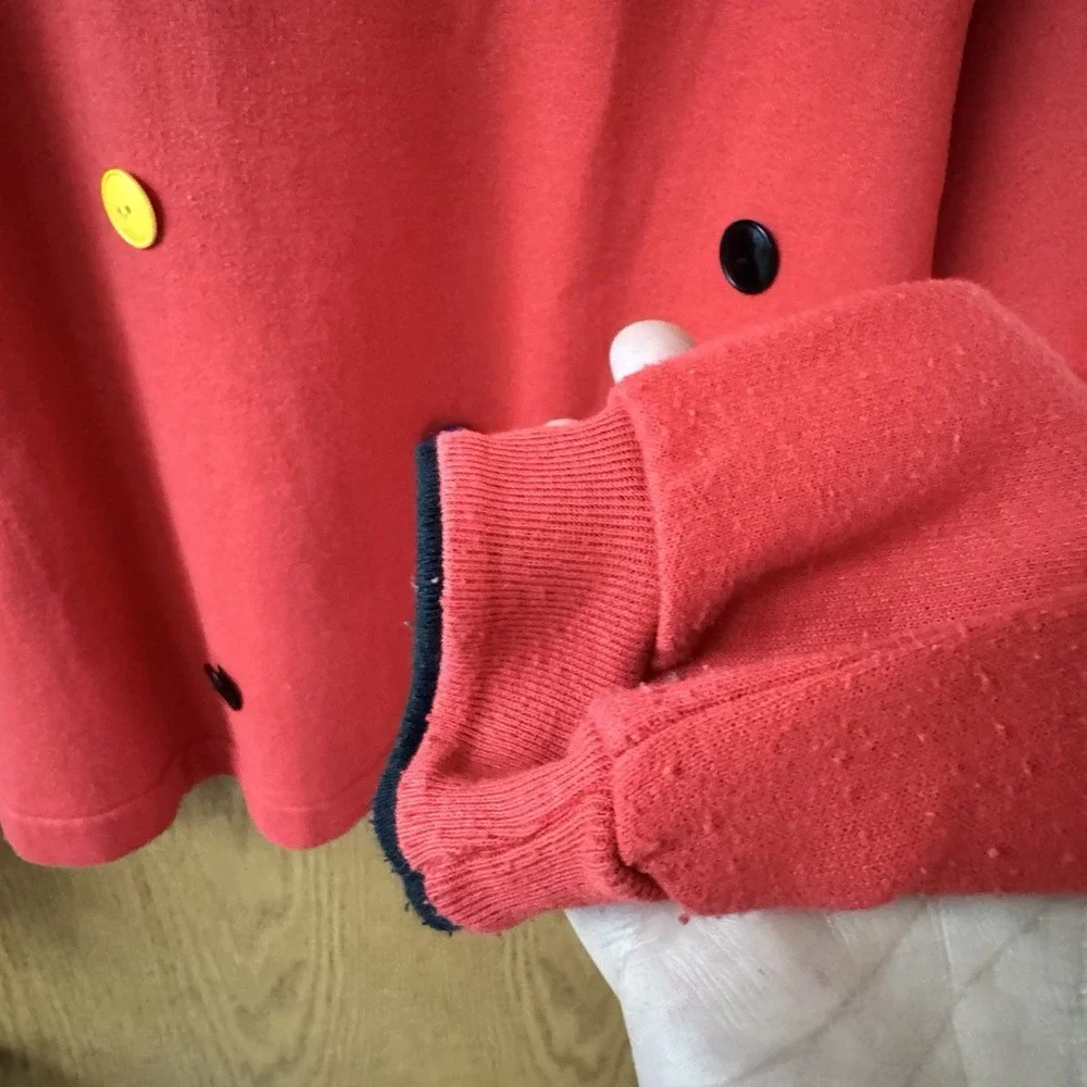 Vintage 90's Funky Red Pullover Sweater With Accent‎ Buttons Medium Art To Wear